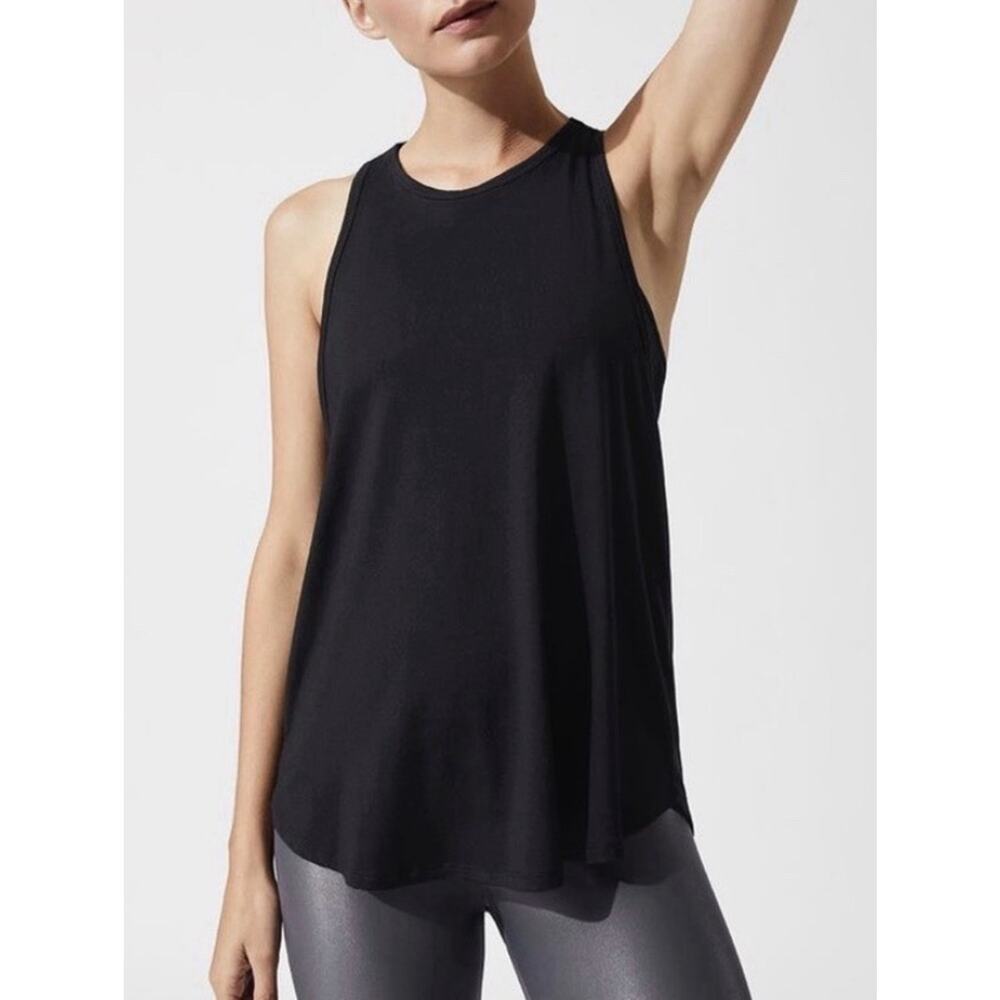Carbon38 Black Tank top Y2K sport preppy gym Sz S A006478